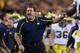 TEMPE, AZ - DECEMBER 28: Head coach Brady Hoke of the Michigan Wolverines reacts to a non call during the first quarter of the Buffalo Wild Wings Bowl against the Kansas State Wildcats at Sun Devil Stadium on December 28, 2013 in Tempe, Arizona. (Photo by Christian Petersen/Getty Images)