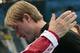 Evgeni Plushenko of Russia leaves after pulling out of the men's short program figure skating competition due to illness at the Iceberg Skating Palace during the 2014 Winter Olympics, Thursday, Feb. 13, 2014, in Sochi, Russia. (AP Photo/Ivan Sekretarev)
