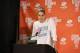ROSEMONT, IL - SEPTEMBER 20: Elena Delle Donne #11 of the Chicago Sky addresses the media after being named the recipient of the 2013 WNBA Rookie of the Year award during a press conference on September 20, 2013 at the Allstate Arena in Rosemont, Illinois. NOTE TO USER: User expressly acknowledges and agrees that, by downloading and/or using this photograph, user is consenting to the terms and conditions of the Getty Images License Agreement. Mandatory Copyright Notice: Copyright 2013 NBAE (Photo by Gary Dineen/NBAE via Getty Images)