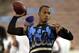 UCLA quarterback Brett Hundley works on his passing to warm up to play against Washington in their NCAA college football game Friday, Nov. 15, 2013, in Pasadena, Calif. (AP Photo/Alex Gallardo)