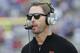 Texas Tech coach Kliff Kingsbury watches play from the sidelines during the first half of an NCAA college football game against Kansas in Lawrence, Kan., Saturday, Oct. 5, 2013. (AP Photo/Orlin Wagner)