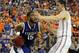 February 12, 2013; Gainesville, FL, USA; Kentucky Wildcats forward Willie Cauley-Stein (15) drives to the basket as Florida Gators forward/center Erik Murphy (33) defends during the second half at the Stephen C. O'Connell Center. Florida won 69-52. Mandatory USA TODAY Sports