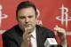 FILE- In this April 19, 2011, file photo, Houston Rockets general manager Daryl Morey discusses the direction of the team with the media during a basketball news conference in Houston, after the decision to part ways with head coach Rick Adelman. (AP Photo/Pat Sullivan, File)