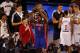 Feb 14, 2014; New Orleans, LA, USA; Team Hill center Andre Drummond (0) holds up the MVP Trophy after Rising Stars Challenge at Smoothie King Center. Mandatory Credit: Derick E. Hingle-USA TODAY Sports