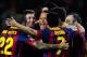 BARCELONA, SPAIN - FEBRUARY 15: Adriano Correia (C) of FC Barcelona celebrates with his teammates after scoring the opening goal during the La Liga match between FC Barcelona and Rayo Vallecano de Madrid at Camp Nou on February 15, 2014 in Barcelona, Spain. (Photo by David Ramos/Getty Images)