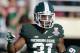 Jan 1, 2014; Pasadena, CA, USA; Michigan State Spartans cornerack Darqueze Dennard (31) reacts during the 100th Rose Bowl against the Stanford Cardinal. Mandatory Credit: Kirby Lee-USA TODAY Sports