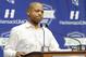 New York Giants general manager Jerry Reese speaks to the media Monday, Dec. 30, 2013, in East Rutherford, N.J. after the Giants season ended with a 7-9 record. (AP Photo/Bill Kostroun)