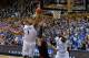 DURHAM, NC - FEBRUARY 15: Jabari Parker #1 of the Duke Blue Devils blocks a shot by Evan Smotrycz #1 of the Maryland Terrapins during their game at Cameron Indoor Stadium on February 15, 2014 in Durham, North Carolina. Duke won 69-67. (Photo by Grant Halverson/Getty Images)