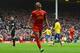 LIVERPOOL, ENGLAND - FEBRUARY 08: Raheem Sterling of Liverpool celebrates scoring the fifth goal during the Barclays Premier League match between Liverpool and Arsenal at Anfield on February 8, 2014 in Liverpool, England. (Photo by Michael Regan/Getty Images)