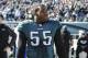 Oct 27, 2013; Philadelphia, PA, USA; Philadelphia Eagles linebacker Brandon Graham (55) before the game between the Philadelphia Eagles and New York Giants at Lincoln Financial Field. Mandatory Credit: John Geliebter-USA TODAY Sports