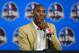 Feb 16, 2014; New Orleans, LA, USA; Los Angeles Lakers guard Kobe Bryant speaks during a press conference before the 2014 NBA All-Star Game at the Smoothie King Center. Mandatory Credit: Bob Donnan-USA TODAY Sports