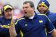 FILE - In this Nov. 24, 2012 file photo, Michigan head coach Brady Hoke yells at his team in an NCAA college football game against Ohio State in Columbus, Ohio. It has already been a successful season for No. 3 Ohio State, but as the Buckeyes know, no season is a success if they lose to their chief rivals, the Michigan Wolverines. (AP Photo/Jay LaPrete, File)