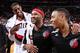 PORTLAND, OR - JANUARY 15: LaMarcus Aldridge #12, Mo Williams #25 and Damian Lillard #0 of the Portland Trail Blazers smile and laugh after the game against the Cleveland Cavaliers on January 15, 2014 at the Moda Center Arena in Portland, Oregon. NOTE TO USER: User expressly acknowledges and agrees that, by downloading and or using this photograph, user is consenting to the terms and conditions of the Getty Images License Agreement. Mandatory Copyright Notice: Copyright 2014 NBAE (Photo by Sam Forencich/NBAE via Getty Images)