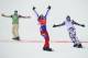 Feb 18, 2014; Krasnaya Polyana, RUSSIA; Pierre Vaultier (FRA), red, ahead of ALex Deibold (USA), green) and Nikolay Olyunin (RUS), white, during the big final run of the men's snowboard cross finals during the Sochi 2014 Olympic Winter Games at Rosa Khutor Extreme Park. Mandatory Credit: John David Mercer-USA TODAY Sports