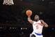 Feb 7, 2014; New York, NY, USA; New York Knicks shooting guard Tim Hardaway Jr. (5) dunks against the Denver Nuggets during the second half at Madison Square Garden. The New York Knicks won the game 117-90. Mandatory Credit: Joe Camporeale-USA TODAY Sports