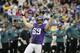 Minnesota Vikings defensive end Jared Allen reacts during the first half of an NFL football game against the Philadelphia Eagles, Sunday, Dec. 15, 2013, in Minneapolis. (AP Photo/Ann Heisenfelt)