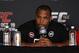 Oct 19, 2013; Houston, TX, USA; Daniel Cormier answers a question during the press conference following UFC 166 at Toyota Center. Mandatory Credit: Andrew Richardson-USA TODAY Sports