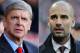 FILE PHOTO - EDITORS NOTE: COMPOSITE OF TWO IMAGES - Image Numbers 452603077 (L) and 452615683) In this composite image a comparison has been made between Arsene Wenger the Arsenal manager (L) and Head coach Josep Guardiola of Bayern Munich. Arsenal and Bayern Munich meet in the UEFA Champions League Round of 16 match 1st leg on February 19,2014 with the 2nd leg on March 11 ,2014. ***LEFT IMAGE*** CARDIFF, WALES - NOVEMBER 30: Arsene Wenger manager of Arsenal looks on prior to the Barclays Premier League match between Cardiff City and Arsenal at Cardiff City Stadium on November 30, 2013 in Cardiff, Wales. (Photo by Mike Hewitt/Getty Images) ***RIGHT IMAGE*** MUNICH, GERMANY - NOVEMBER 30: Josep Guardiola of Bayern comes onto the pitch before the Bundesliga match between Bayern Muenchen and Eintracht Braunschweig at Allianz Arena on November 30, 2013 in Munich, Germany. (Photo by Adam Pretty/Bongarts/Getty Images)