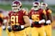 Southern California linebacker Morgan Breslin warms up the first half of an NCAA college football game against Washington State in Los Angeles, Saturday, Sept. 7, 2013. (AP Photo/Chris Carlson)