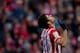 MADRID, SPAIN - FEBRUARY 15: Diego Costa of Atletico de Madrid celebrates scoring their second goal during the La Liga match between Club Atletico de Madrid and Real Valladolid CF at Vicente Calderon Stadium on February 15, 2014 in Madrid, Spain. (Photo by Gonzalo Arroyo Moreno/Getty Images)