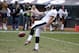 Nov 3, 2013; Oakland, CA, USA; Philadelphia Eagles punter Donnie Jones (8) punts during the fourth quarter against the Oakland Raiders at O.co Coliseum. The Eagles won 49-20. Mandatory Credit: Bob Stanton-USA TODAY Sports