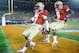 Jan 6, 2014; Pasadena, CA, USA; Florida State Seminoles receiver Levonte Whitfield (7) celebrates with running back Karlos Williams (9) after scoring on a 100-yard kickoff return against the Auburn Tigers in the fourth quarter of the 2014 BCS National Championship game at the Rose Bowl. Mandatory Credit: Kirby Lee-USA TODAY Sports