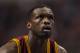 Feb 18, 2014; Philadelphia, PA, USA; Cleveland Cavaliers forward Luol Deng (9) during the second quarter against the Philadelphia 76ers at the Wells Fargo Center. The Cavaliers defeated the Sixers 114-85. Mandatory Credit: Howard Smith-USA TODAY Sports