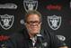 Apr 23, 2013; Alameda, CA, USA; Oakland Raiders general manager Reggie McKenzie speaks at press conference at the Raiders team headquarters. Mandatory Credit: Kirby Lee-USA TODAY Sports
