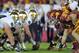 Nov 24, 2012; Los Angeles, CA, USA; A view down the line of scrimmage during the game between Notre Dame Fighting Irish and the Southern California Trojans at the Los Angeles Memorial Coliseum. Notre Dame defeated USC 22-13. Mandatory Credit: Kirby Lee/Image of Sport-USA TODAY Sports