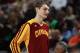Cleveland Cavaliers center Tyler Zeller warms up before facing the Denver Nuggets in the third quarter of the Cavaliers' 117-109 victory in an NBA basketball game in Denver on Friday, Jan. 17, 2014. (AP Photo/David Zalubowski)