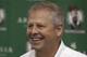 Danny Ainge, president of basketball operations for the Boston Celtics, answers a reporter's question during media day at the NBA basketball team's training center in Waltham, Mass., Friday, Sept. 28, 2012. (AP Photo/Stephan Savoia)