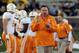Tennessee head coach Butch Jones watches his team warm up before the start of an NCAA college football game against Missouri Saturday, Nov. 2, 2013, in Columbia, Mo. (AP Photo/L.G. Patterson)