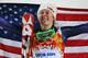 Mikaela Shiffrin celebrates her historic slalom gold