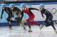 From left, J.R. Celski of the United States, Satoshi Sakashita of Japan, Han Tianyu of China, and Park Se-Yeong of South Korea start in a men's 500m short track speedskating quarterfinal at the Iceberg Skating Palace during the 2014 Winter Olympics, Friday, Feb. 21, 2014, in Sochi, Russia. (AP Photo/Ivan Sekretarev)