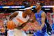 SYRACUSE, NY - FEBRUARY 01: C.J. Fair #5 of the Syracuse Orange scans the court against the defense of Rodney Hood #5 of the Duke Blue Devils during the first half at the Carrier Dome on February 1, 2014 in Syracuse, New York. Syracuse defeated Duke 91-89 in overtime. (Photo by Rich Barnes/Getty Images)
