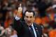 Duke head coach Mike Krzyzewksi signals to his players in the second half of an NCAA college basketball game against Syracuse in Syracuse, N.Y., Saturday, Feb. 1, 2014. Syracuse won 91-89. (AP Photo/Nick Lisi)