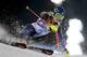 Gold medal winner Mikaela Shiffrin skis past a gate in the women's slalom at the Sochi 2014 Winter Olympics, Friday, Feb. 21, 2014, in Krasnaya Polyana, Russia. (AP Photo/Charles Krupa)