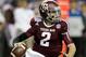 ATLANTA, GA - DECEMBER 31: Quarterback Johnny Manziel #2 of the Texas A&M Aggies rolls out and looks downfield to pass during the the Chick-fil-A Bowl game against the Duke Blue Devils at the Georgia Dome on December 31, 2013 in Atlanta, Georgia. (Photo by Mike Zarrilli/Getty Images)