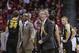 Iowa coach Fran McCaffery argues a call during the second half of an NCAA college basketball game against Wisconsin Sunday, Jan. 5, 2014, in Madison, Wis. McCaffery was charged with 2 technical fouls and was ejected from the game. Wisconsin won 75-71. (AP Photo/Andy Manis)