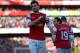 LONDON, ENGLAND - FEBRUARY 22: Olivier Giroud of Arsenal celebrates after scoring a goal during the Barclays Premier League match between Arsenal and Sunderland at Emirates Stadium on February 22, 2014 in London, England. (Photo by Jamie McDonald/Getty Images)