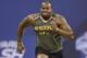 Clemson offensive lineman Brandon Thomas runs the 40-yard dash at the NFL football scouting combine in Indianapolis, Saturday, Feb. 22, 2014. (AP Photo/Nam Y. Huh)