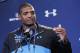 INDIANAPOLIS, IN - FEBRUARY 22: Former Missouri defensive lineman Michael Sam speaks to the media during the 2014 NFL Combine at Lucas Oil Stadium on February 22, 2014 in Indianapolis, Indiana. (Photo by Joe Robbins/Getty Images)