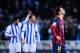 SAN SEBASTIAN, SPAIN - FEBRUARY 22: Lionel Messi of FC Barcelona reacts after Antoine Griezmann of Real Sociedad scored his team's second goal goal during the La Liga match between Real Sociedad and FC Barcelona at Estadio Anoeta on February 22, 2014 in San Sebastian, Spain. (Photo by David Ramos/Getty Images)