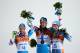 SOCHI, RUSSIA - FEBRUARY 22: l-r: Silver medalist Marcel Hirscher of Austria, Gold medalist Mario Matt of Austria and bronze medalist Henrik Kristoffersen of Norway celebrate on the podium during the medal ceremony for the Men's Slalom during day 15 of the Sochi 2014 Winter Olympics at Rosa Khutor Alpine Center on February 22, 2014 in Sochi, Russia. (Photo by Ezra Shaw/Getty Images)