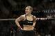 Ronda Rousey reacts after defeating Sara McMann following a UFC 170 mixed martial arts women's bantamweight title bout on Saturday, Feb. 22, 2014, in Las Vegas. (AP Photo/Isaac Brekken)
