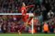 LIVERPOOL, ENGLAND - FEBRUARY 23: Jordan Henderson of Liverpool celebrates scoring the second goal during the Barclays Premier League match between Liverpool and Swansea City at Anfield on February 23, 2014 in Liverpool, England. (Photo by Clive Brunskill/Getty Images)