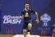 Feb 23, 2014; Indianapolis, IN, USA; Texas A&M quarterback Johnny Manziel runs the 40 yard dash during the 2014 NFL Combine at Lucas Oil Stadium. Mandatory Credit: Brian Spurlock-USA TODAY Sports