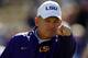 BATON ROUGE, LA - NOVEMBER 29: Head coach Les Miles of the LSU Tigers reacts during pre game before playing the Arkansas Razorbacks at Tiger Stadium on November 29, 2013 in Baton Rouge, Louisiana. (Photo by Chris Graythen/Getty Images)