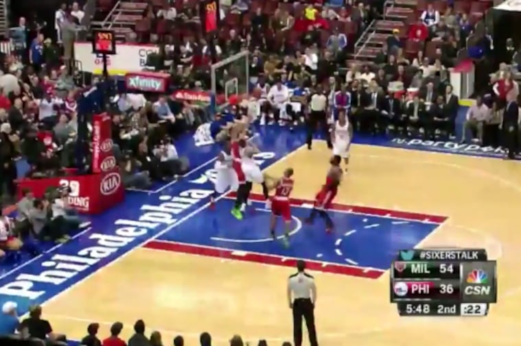 Giannis Antetokounmpo Puts Leaping Ability on Display with Huge Block