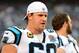 Dec 16, 2012; San Diego, CA, USA; Carolina Panthers tackle Jordan Gross (69) during the fourth quarter on the sidelines against the San Diego Chargers at Qualcomm Stadium. Mandatory Credit: Jake Roth-USA TODAY Sports